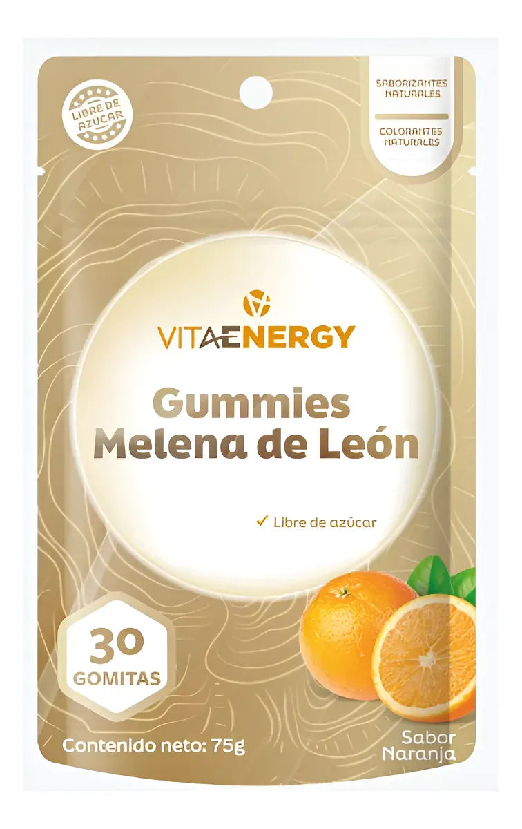 VitaEnergy Suplemento Bolsa 30 gomitas Gummies Melena de León 30 Unidades Sabor Naranja  VitaEnergy – FASMED.cl