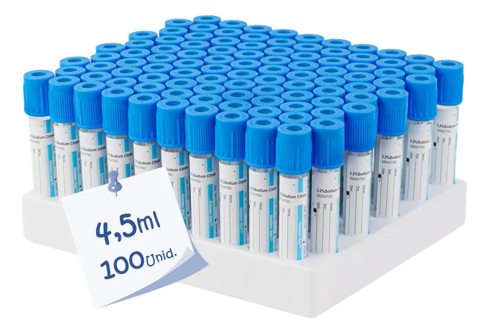 Tubo Vacutainer Tapa Celeste 4,5ml Citrato Sodio 3,2% x100