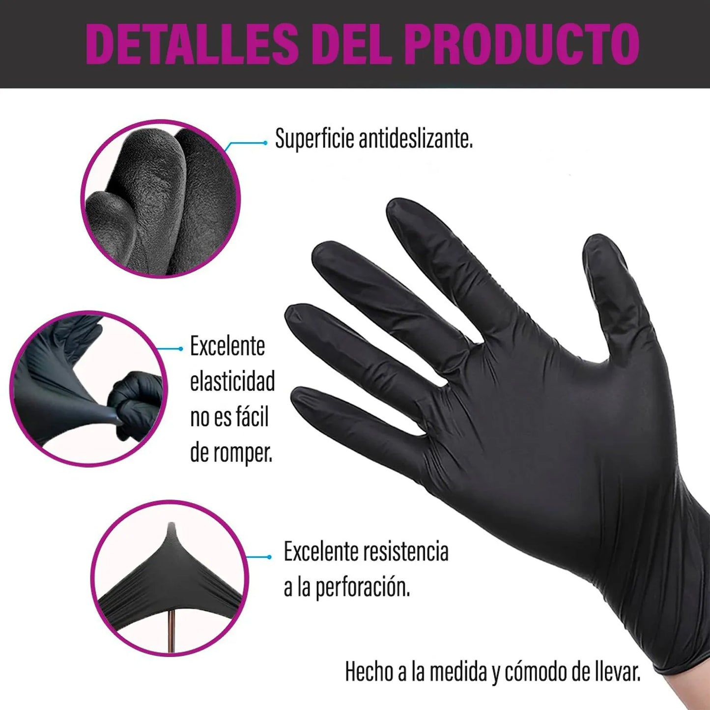Guantes de Nitrilo Negro Sin Polvo | Caja x 100 unidades – Alta Resistencia y Protección Médica